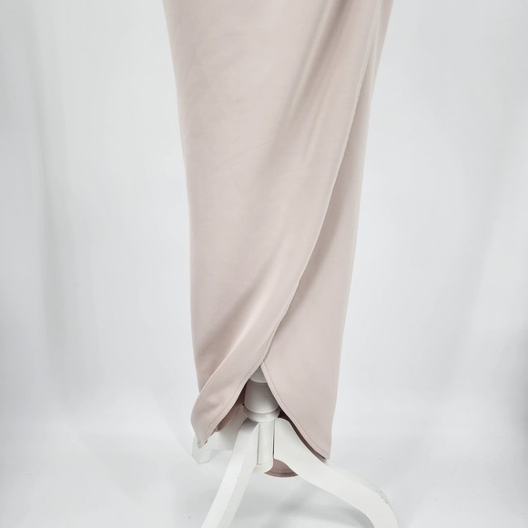 Showpo Common Muse Maxi Dress 0 Tulip Slit Strapless Ties Formal Stone Beige - Picture 9 of 15